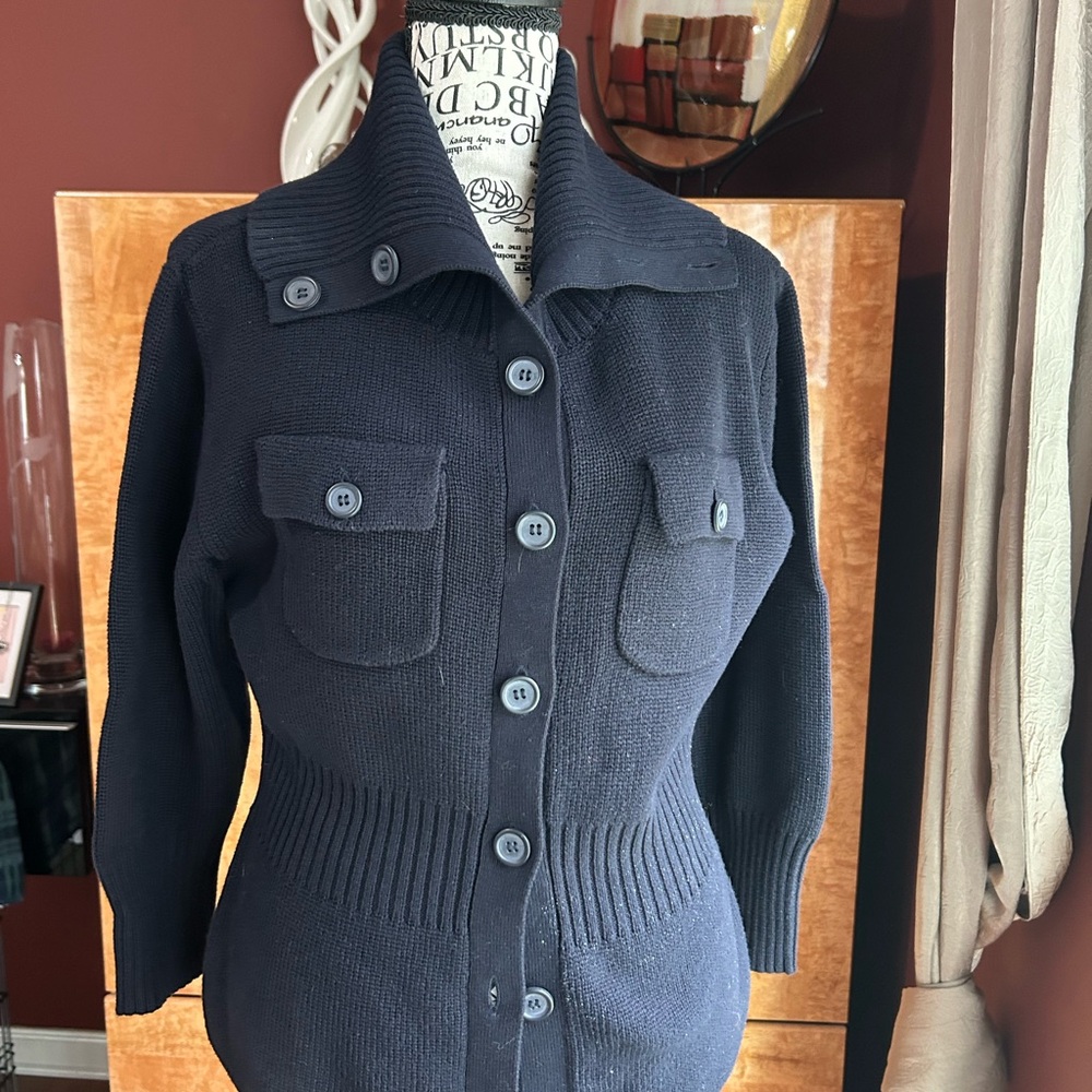 Source Unknown Navy Blue Cardigan Sweater